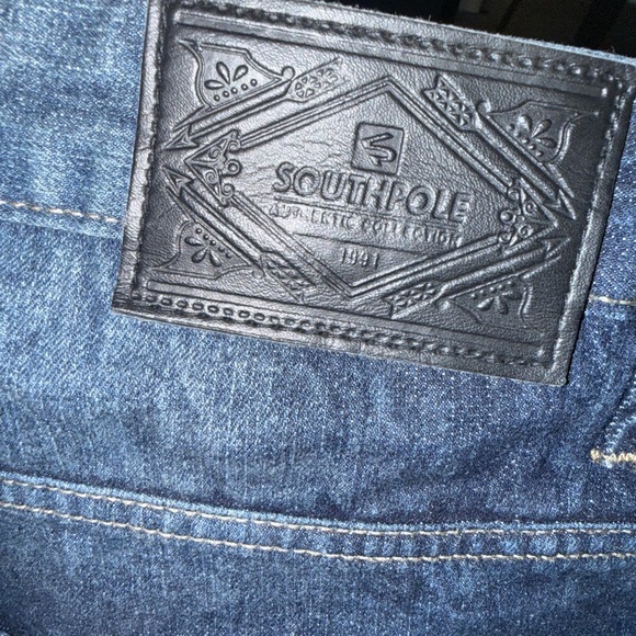 South Pole Dark Blue Distressed Denim Jean Shorts - Picture 4 of 5